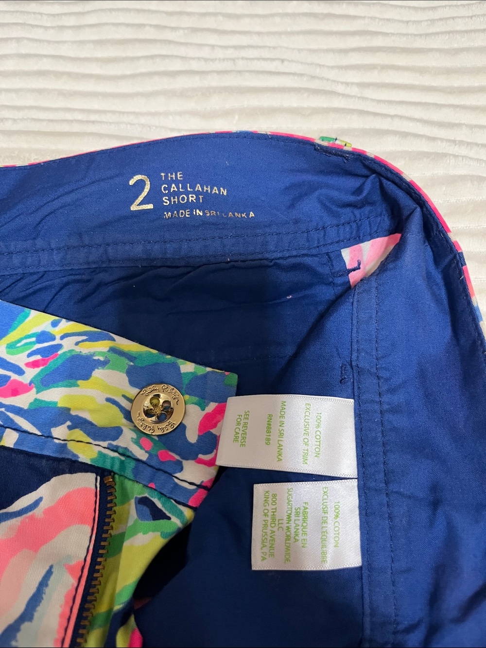 Lilly Pulitzer Navy Floral Bermuda Shorts with Pink & Green Print - Picture 2 of 5